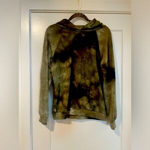 Olive green tie-dye, super soft hoodie